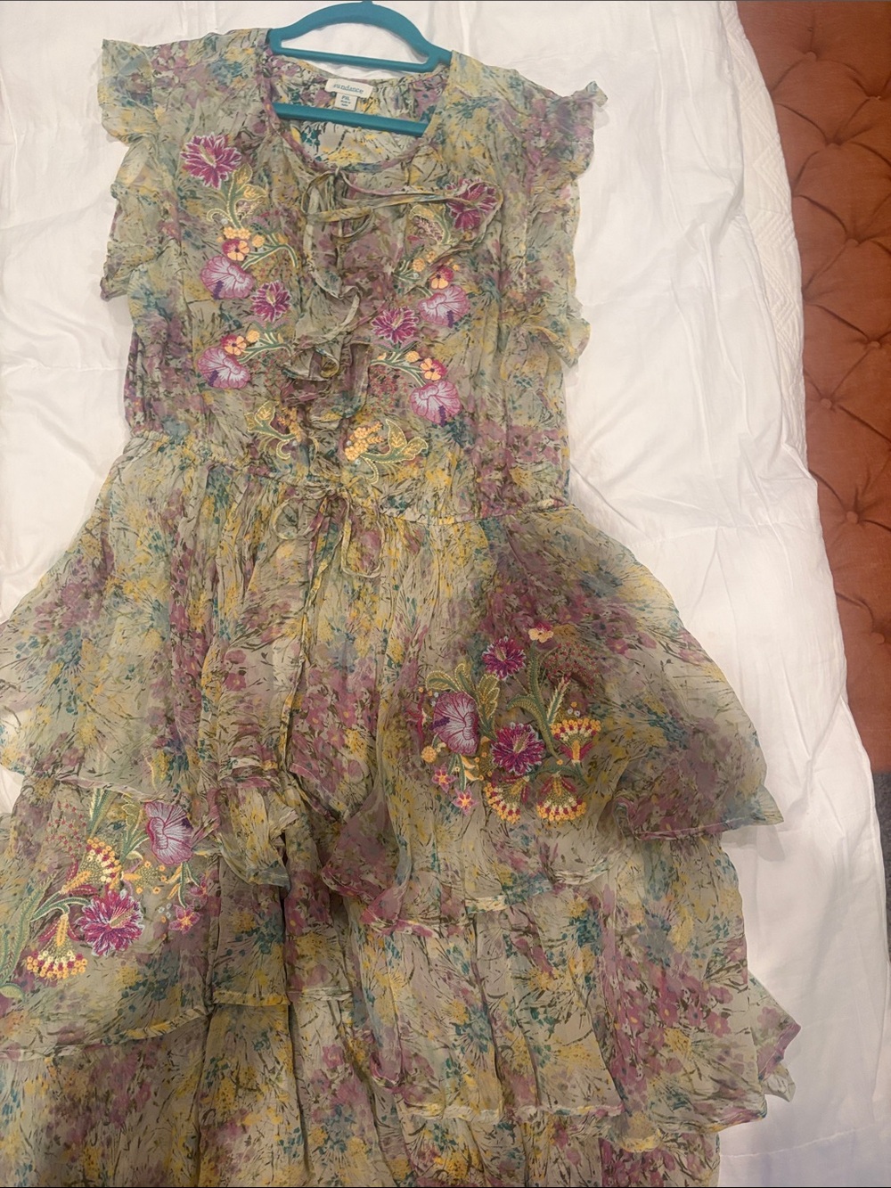Sundance Floral Ruffle Maxi Dress Embroidered NWOT Boho